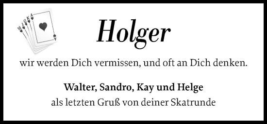 Traueranzeige von Holger  von Sylter Rundschau