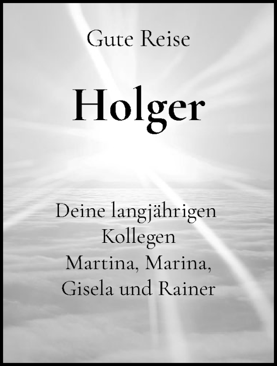 Traueranzeige von Holger  von Sylter Rundschau