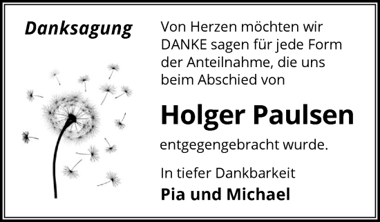 Traueranzeige von Holger Paulsen von Die WochenSchau Gesamtausgabe