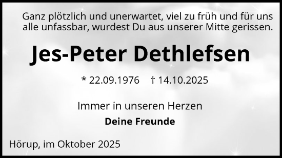 Traueranzeige von Jes-Peter Dethlefsen von Region Flensburg