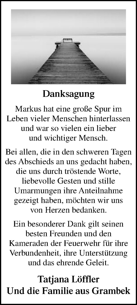Traueranzeige von Markus  von MARKT Ratzeburg/Mölln