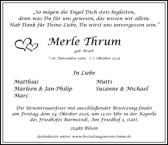 Traueranzeige von Merle Thrum von Umschau