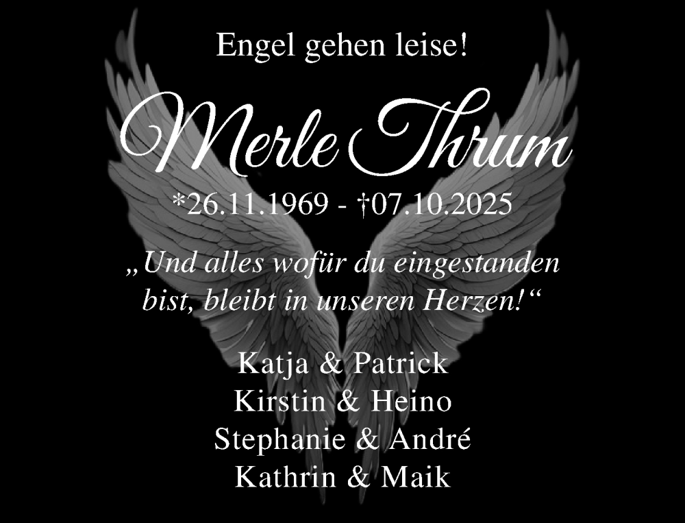  Traueranzeige für Merle Thrum vom 18.10.2025 aus Umschau