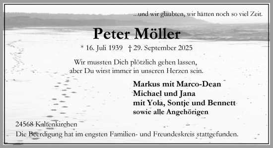 Traueranzeige von Peter Möller von Umschau
