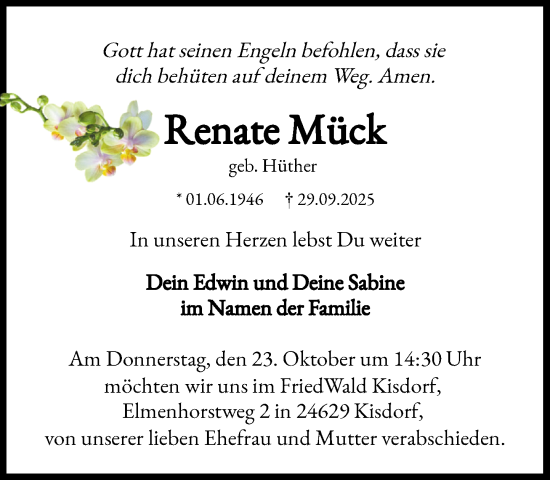 Traueranzeige von Renate Mück von Heimatspiegel