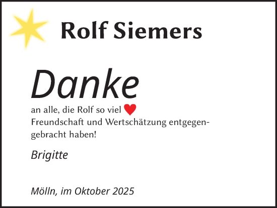Traueranzeige von Rolf  Siemers von MARKT Ratzeburg/Mölln