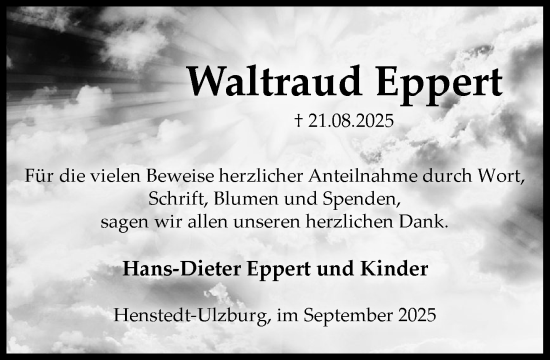Traueranzeige von Waltraud Eppert von Umschau