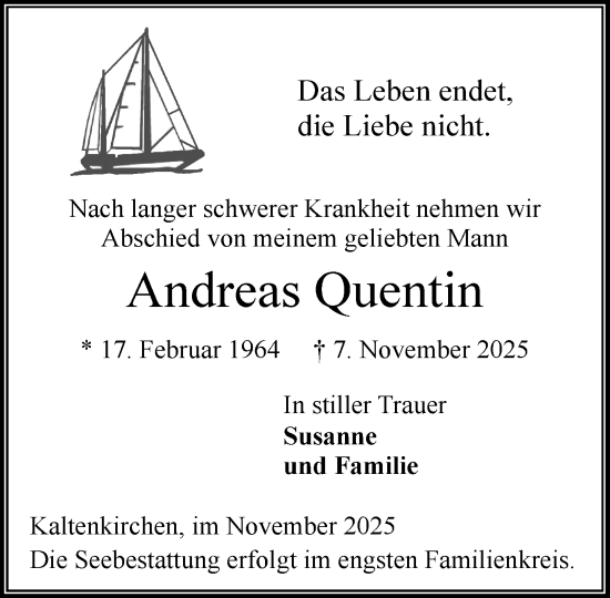 Traueranzeige von Andreas Quentin von Umschau