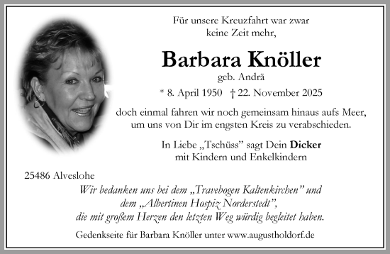 Traueranzeige von Barbara Knöller von Umschau