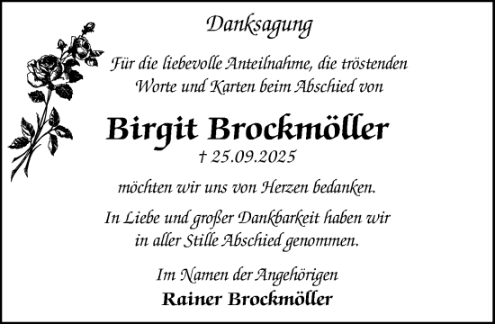 Traueranzeige von Birgit Brockmöller von Wochenend Anzeiger