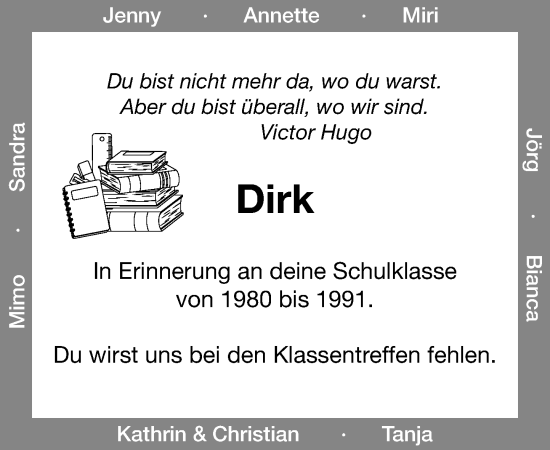 Traueranzeige von Dirk  von MARKT Ratzeburg/Mölln