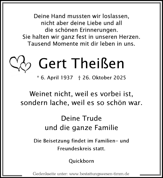 Traueranzeige von Gert Theißen von Umschau