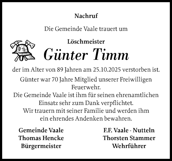 Traueranzeige von Günter Timm von Norddeutsche Rundschau, Wilstersche Zeitung, Glückstädter Fortuna