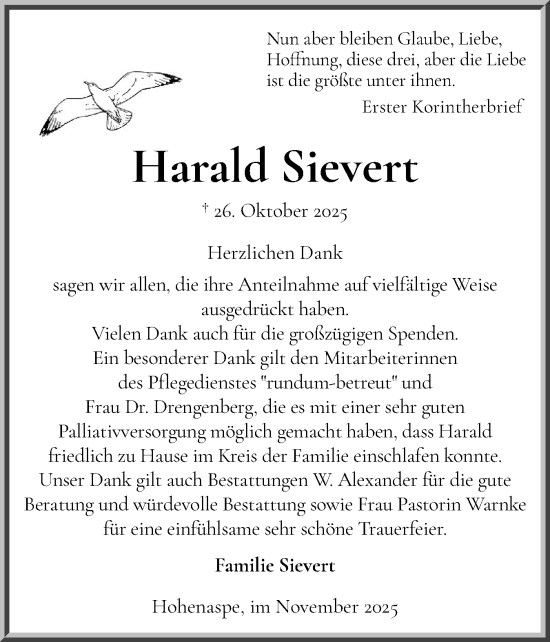 Traueranzeige von Harald Sievert von Norddeutsche Rundschau, Wilstersche Zeitung, Glückstädter Fortuna