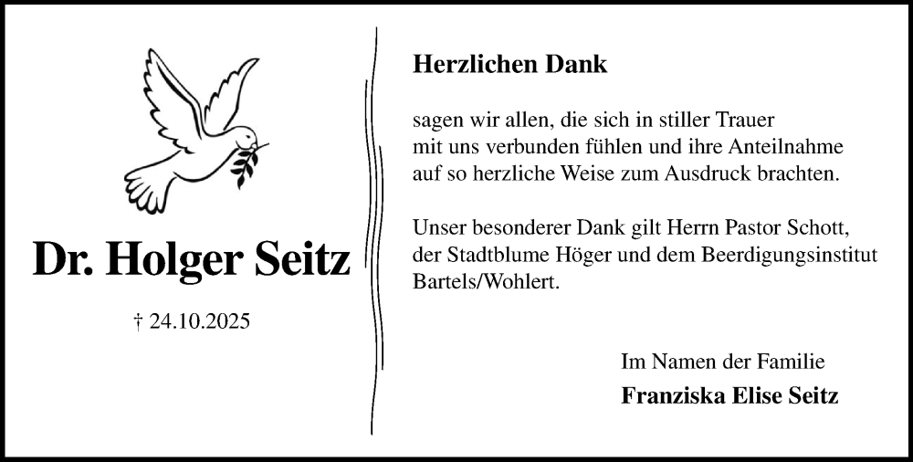  Traueranzeige für Holger Seitz vom 22.11.2025 aus Umschau
