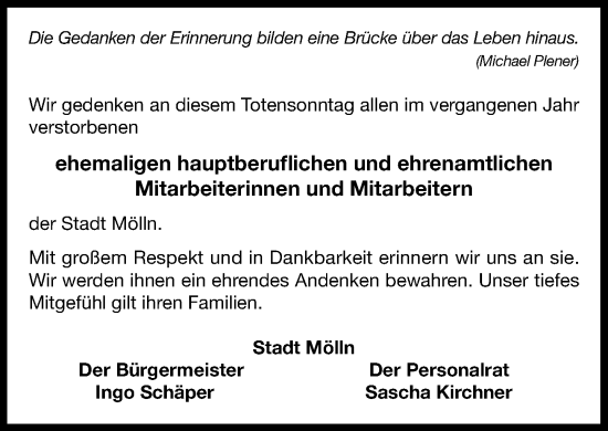 Traueranzeige von Im Gedenken  von MARKT Ratzeburg/Mölln