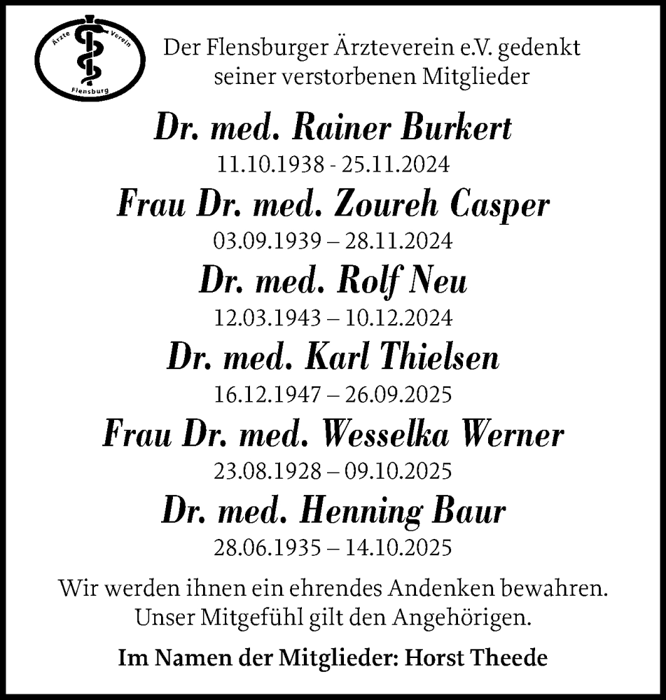  Traueranzeige für Im Gedenken 2024-2025 vom 22.11.2025 aus Flensburger Tageblatt