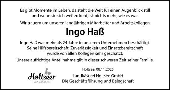 Traueranzeige von Ingo Haß von Eckernförder Zeitung, Hallo Eckernförde