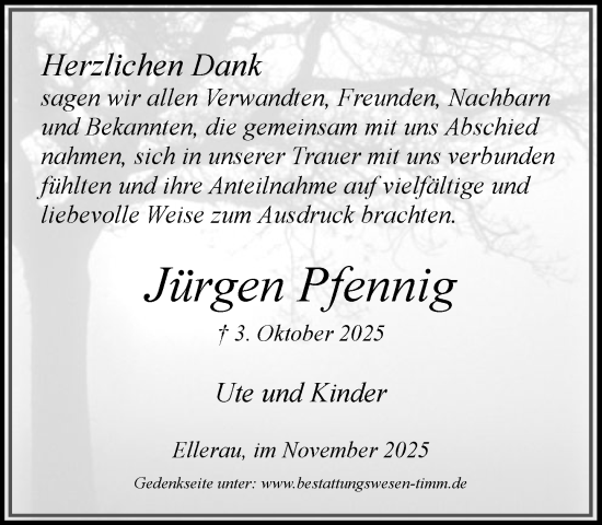 Traueranzeige von Jürgen Pfennig von Umschau