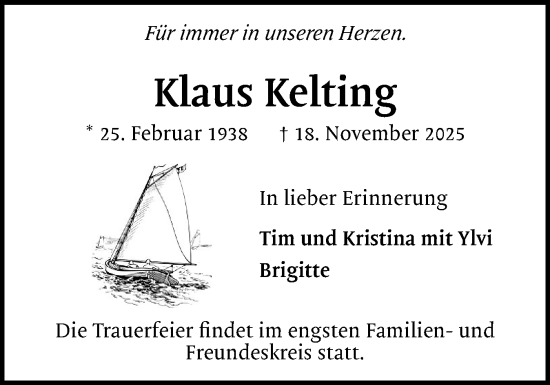 Traueranzeige von Klaus Kelting von Region Pinneberg und tip Pinneberg