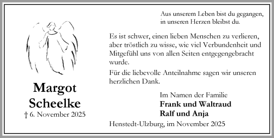 Traueranzeige von Margot Scheelke von Umschau