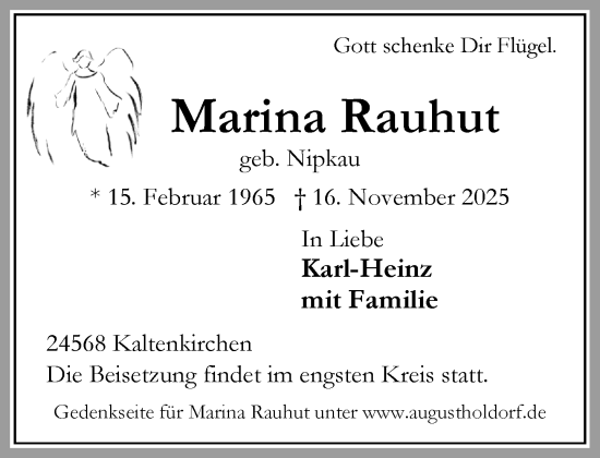 Traueranzeige von Marina Rauhut von Umschau