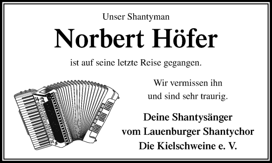 Traueranzeige von Norbert Höfer von Wochenend Anzeiger