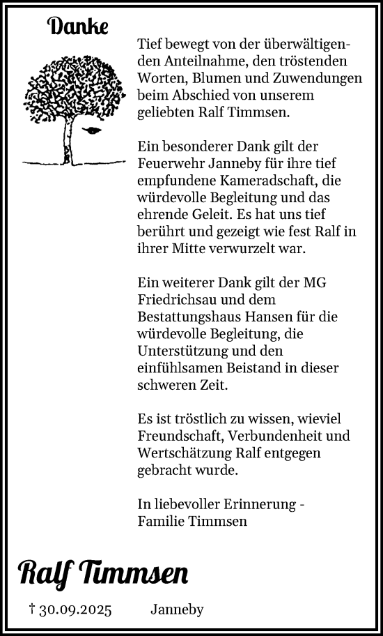 Traueranzeige von Ralf Timmsen von Region Flensburg