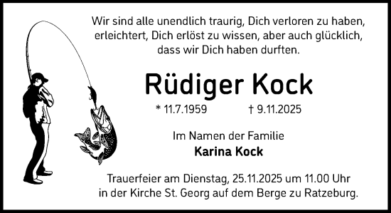 Traueranzeige von Rüdiger Kock von MARKT Ratzeburg/Mölln