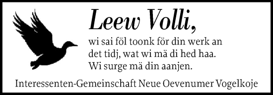 Traueranzeige von Volli  von Der Insel-Bote