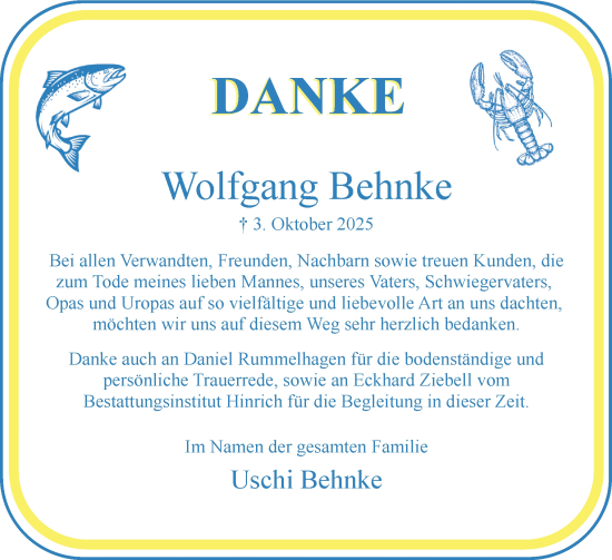 Traueranzeige von Wolfgang Behnke von Elmshorner Nachrichten, Barmstedter Zeitung