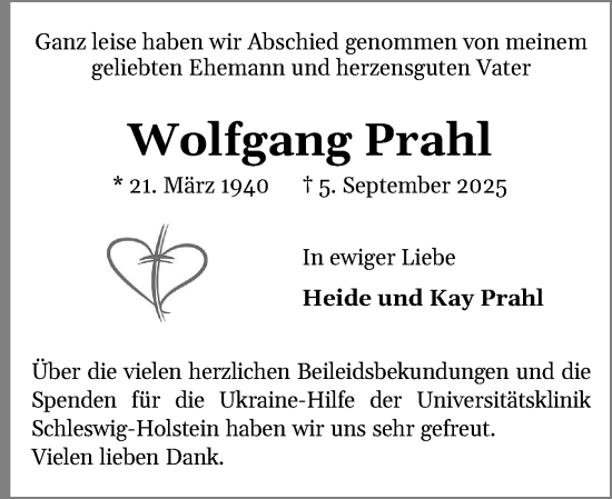 Traueranzeige von Wolfgang Prahl von Wedel-Schulauer Tageblatt, tip Wedel-Schulauer Tageblatt, tip Rissener Rundschau