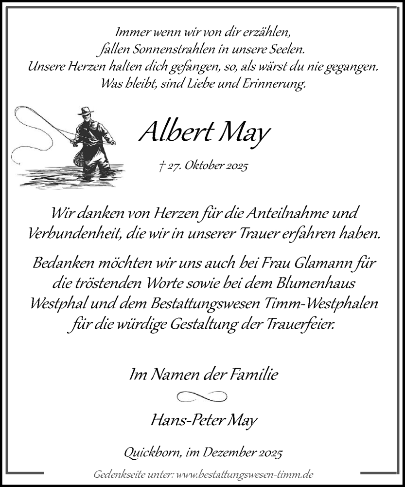  Traueranzeige für Albert May vom 06.12.2025 aus Umschau