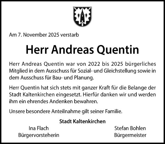 Traueranzeige von Andreas Quentin von Umschau