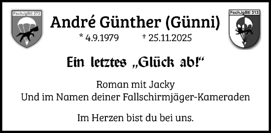 Traueranzeige von André Günther von Wochenend Anzeiger