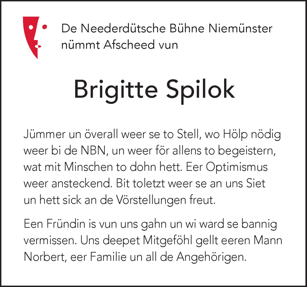  Traueranzeige für Brigitte Spilok vom 20.12.2025 aus Holsteinischer Courier