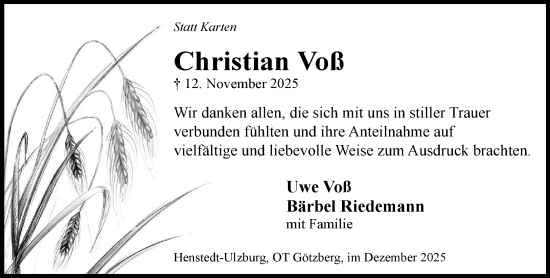 Traueranzeige von Christian Voß von Umschau