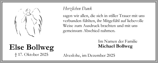 Traueranzeige von Else Bollweg von Umschau