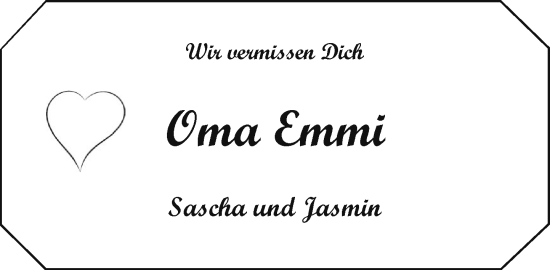 Traueranzeige von Emmi  von Wochenend Anzeiger