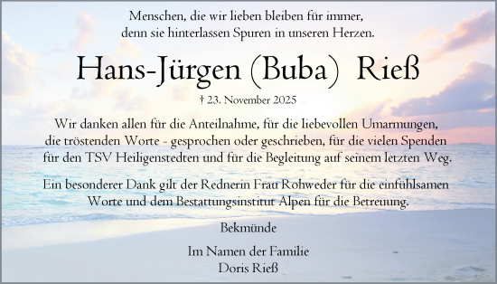 Traueranzeige von Hans-Jürgen Rieß von Norddeutsche Rundschau, Wilstersche Zeitung, Glückstädter Fortuna