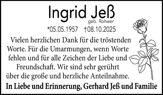 Traueranzeige von Ingrid Jeß von Eckernförder Zeitung, Hallo Eckernförde
