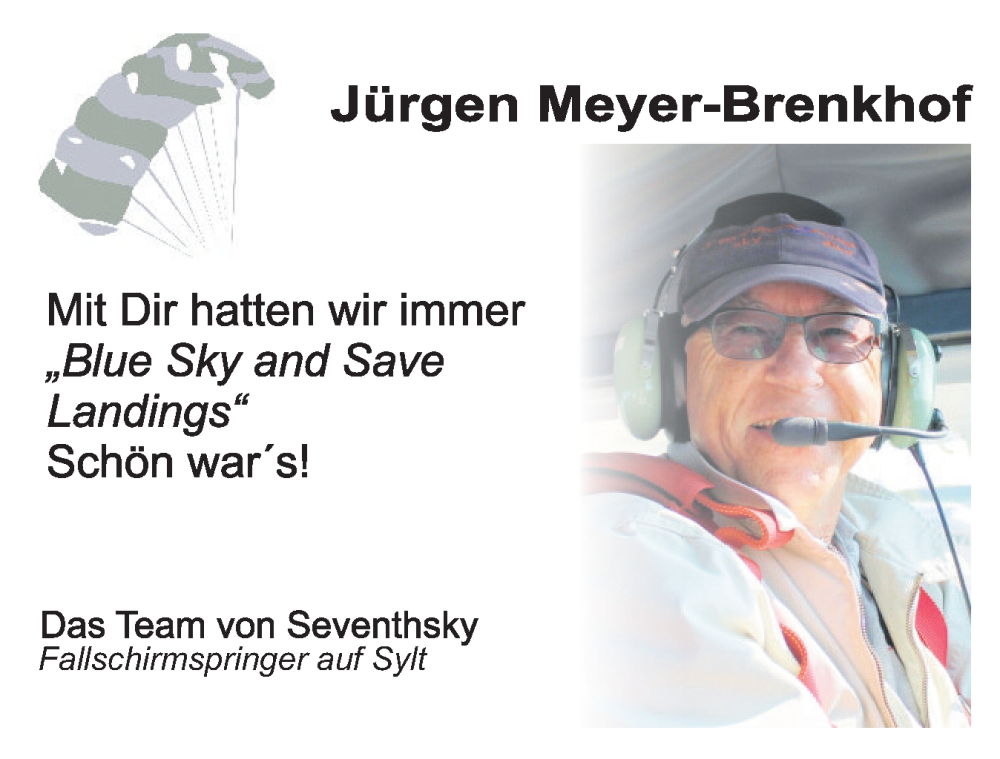  Traueranzeige für Jürgen Meyer-Brenkhof vom 13.12.2025 aus Sylter Rundschau