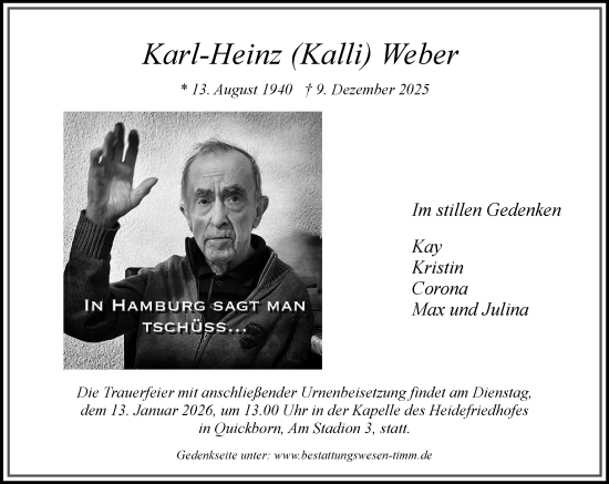 Traueranzeige von Karl-Heinz Weber von Umschau