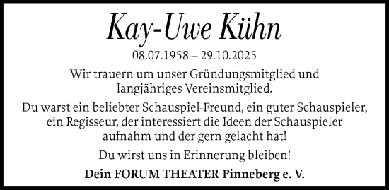 Traueranzeige von Kay-Uwe Kühn von Region Pinneberg und tip Pinneberg