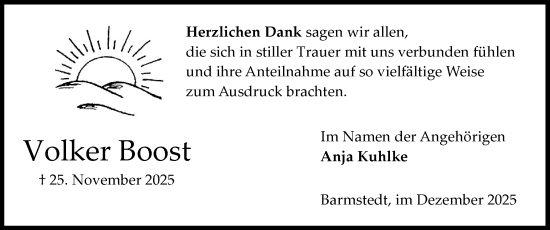 Traueranzeige von Volker Boost von Elmshorner Nachrichten, Barmstedter Zeitung