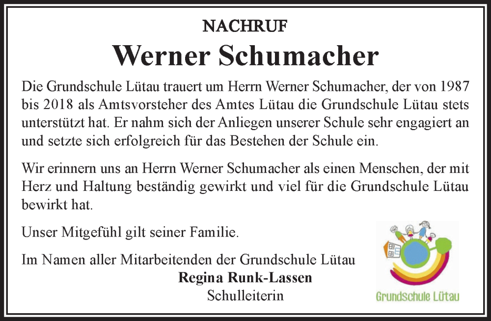  Traueranzeige für Werner Schumacher vom 06.12.2025 aus Wochenend Anzeiger