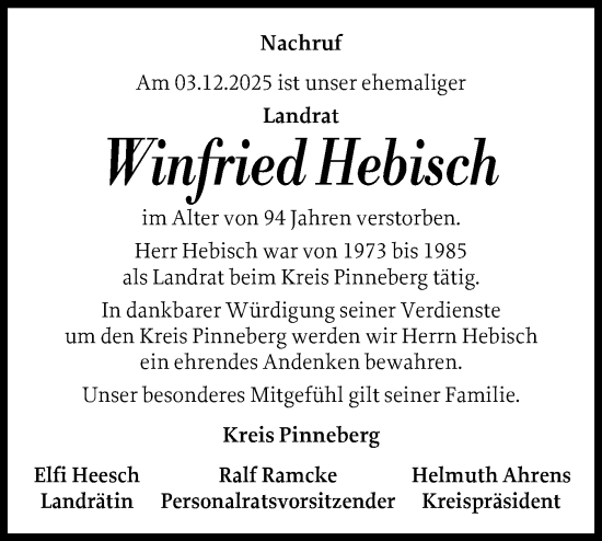 Traueranzeige von Winfried Hebisch von tip Gesamtausgabe