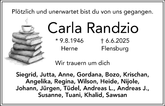 Traueranzeige von Carla Randzio von Flensburger Tageblatt