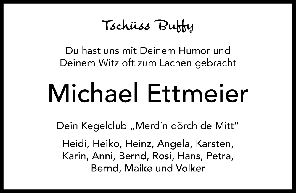  Traueranzeige für Michael Ettmeier vom 28.06.2025 aus Umschau