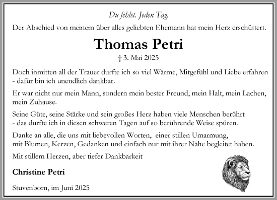 Traueranzeige von Thomas Petri von Umschau
